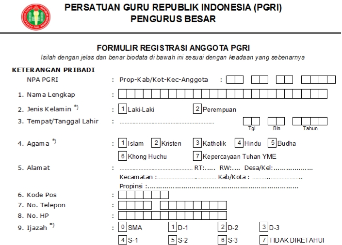 Pendaftaran PGRI Tapin - Persatuan Guru Republik Indonesia Cabang Tapin